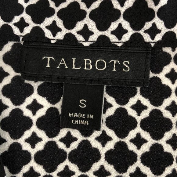 Talbots Sleeveless V Neck Pattern Top Black + White Size S - Picture 7 of 9